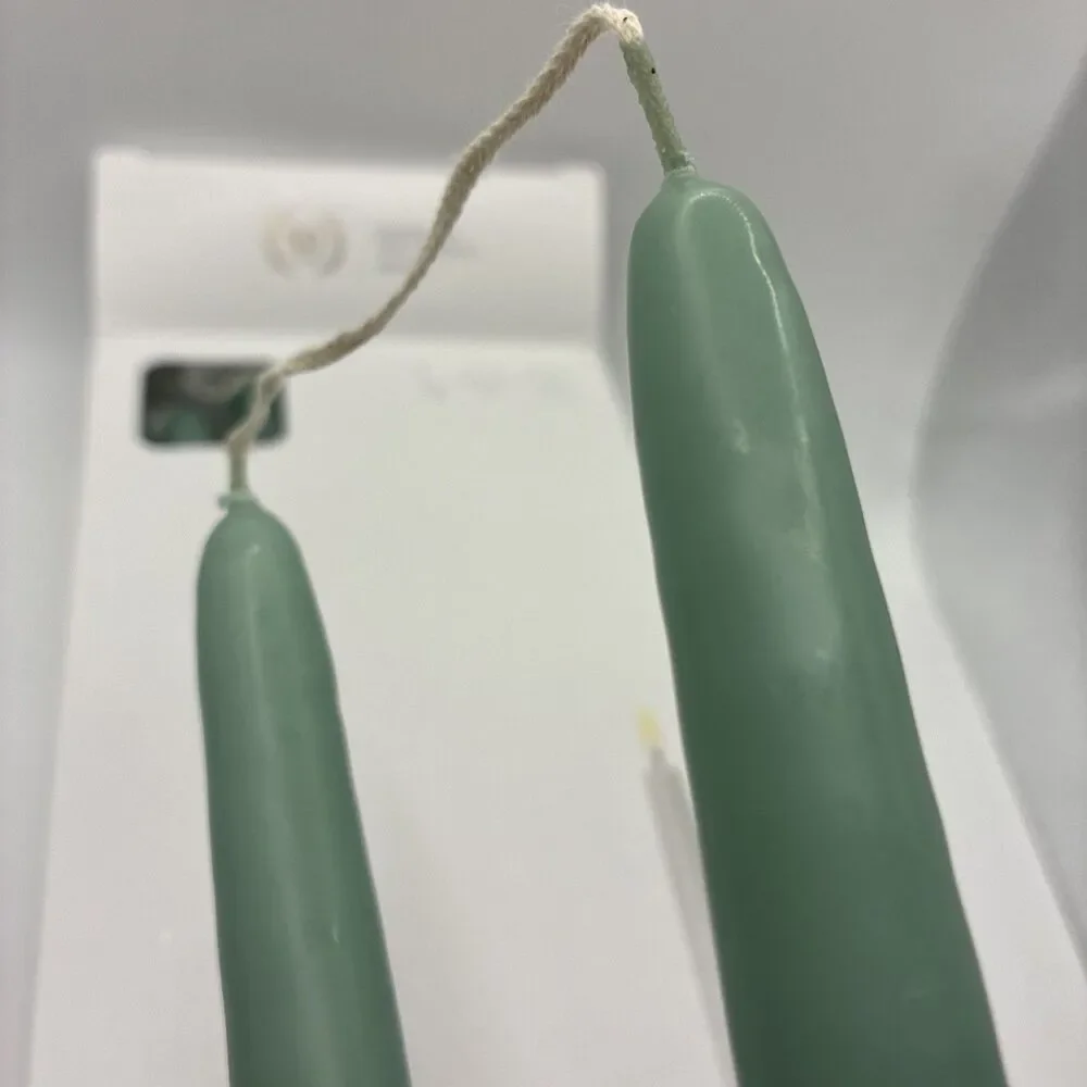 Yummi Candles 10” Handcrafted Sage Green Taper Candles Set of 12 NIB Wedding